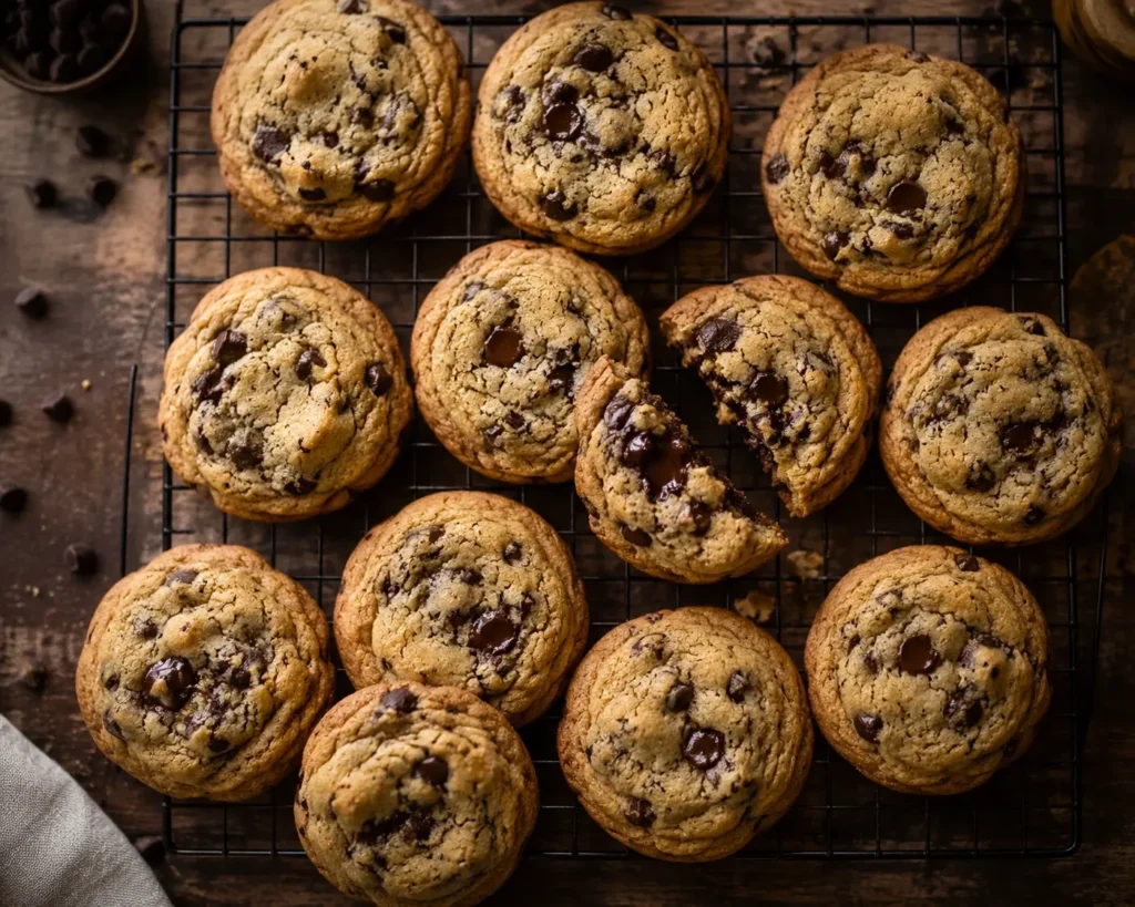 best chocolate chip cookies recipe cooling on a wire rack