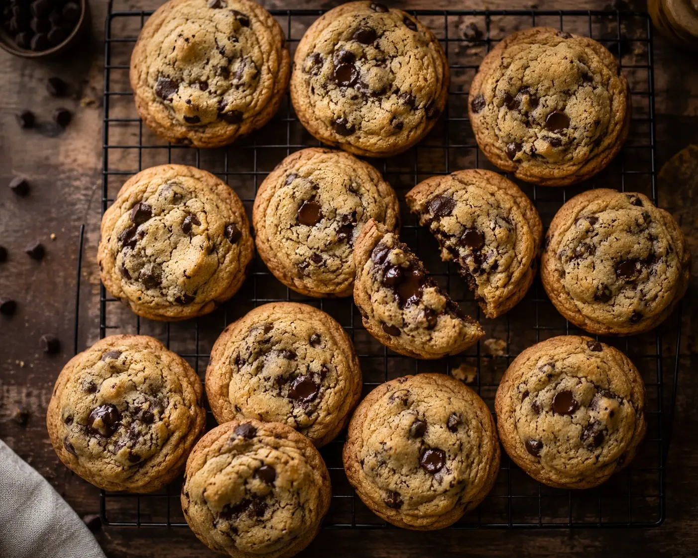 best chocolate chip cookies recipe cooling on a wire rack