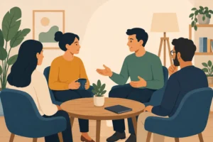 "Manager check-ins supporting mental health awareness on a small team"